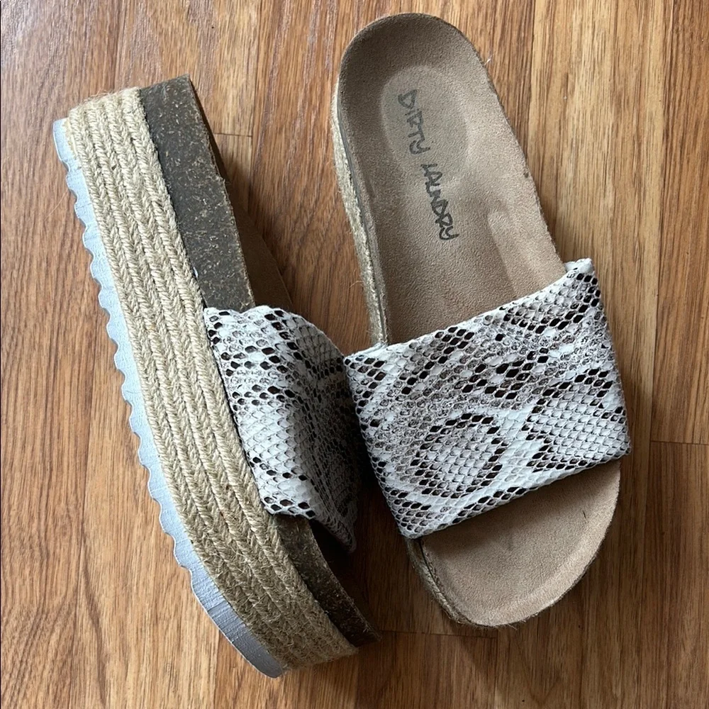 Dirty laundry platform slide high heel wedge Snake Print Espadrille